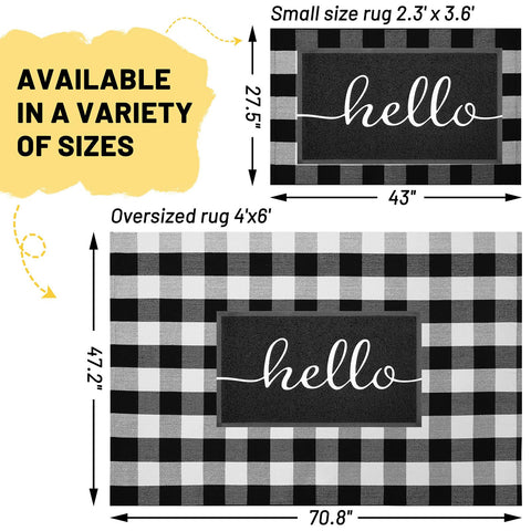 KILOCOCO buffalo plaid rug porch and entryway, versatile layer with a door mat.