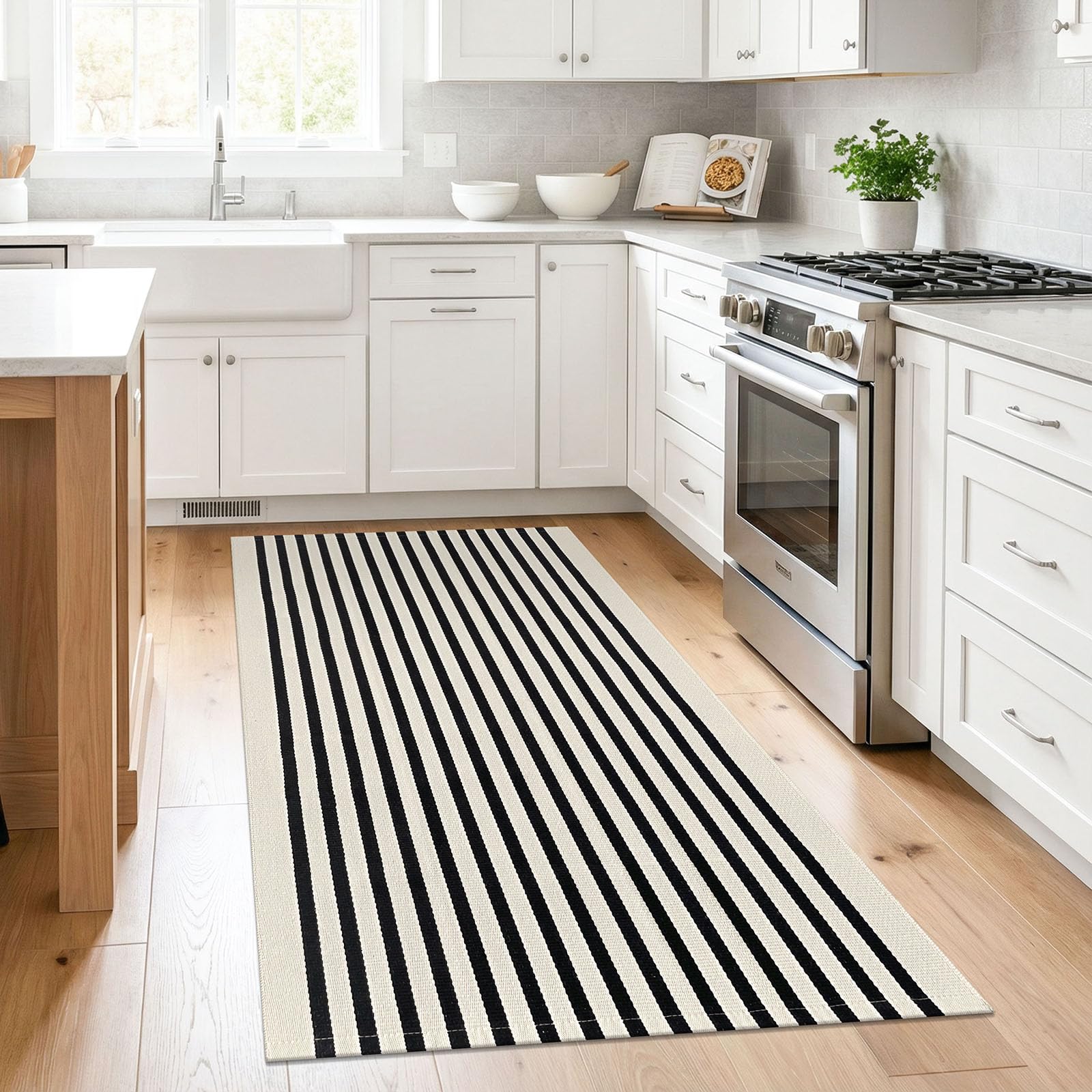 KILOCOCO kitchen farmhouse rug adds warmth and texture to entryways and high-traffic areas.