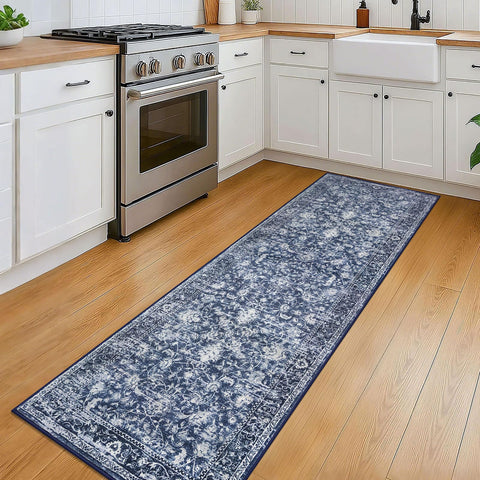 KILOCOCO printed floral rug runner enhances narrow hallways with easy cleaning.