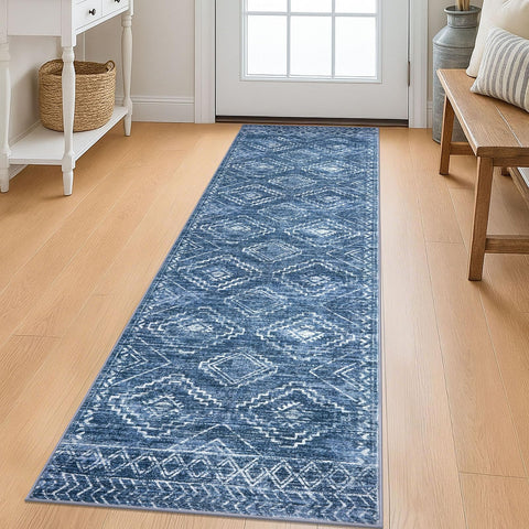 KILOCOCO Runner Rug blue printed for hallway safety and style.