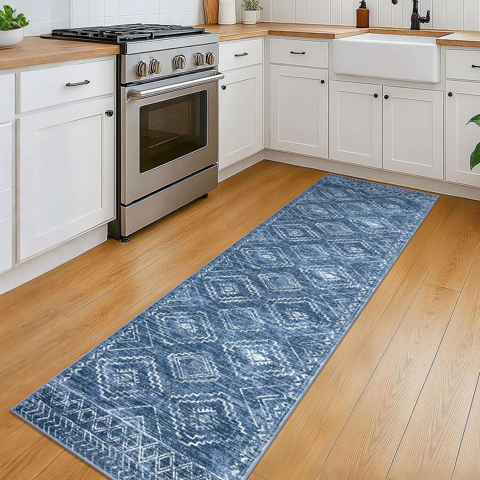KILOCOCO Runner Rug non-slip backing keeps rug in place.
