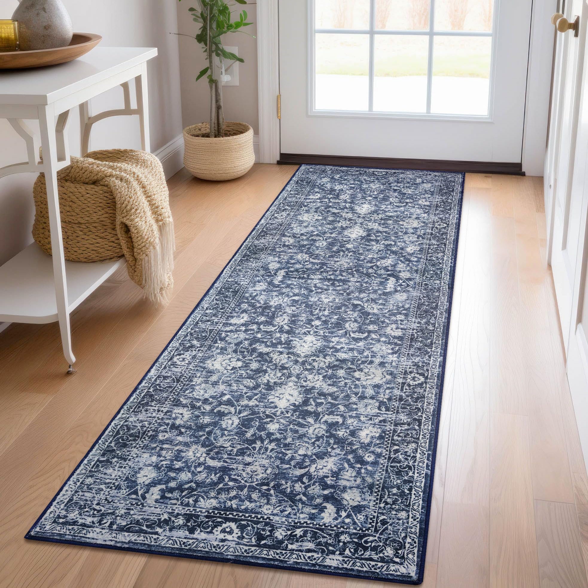 KILOCOCO washable polyester runner 2x5, easy to clean and maintain for busy homes.