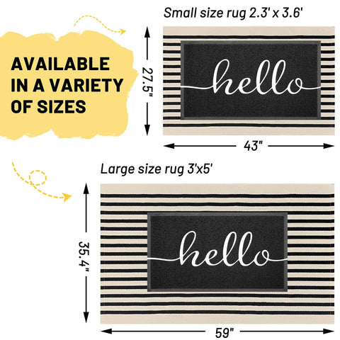 KILOCOCO woven front door rug highlights classic stripes and easy cleaning for busy spaces.