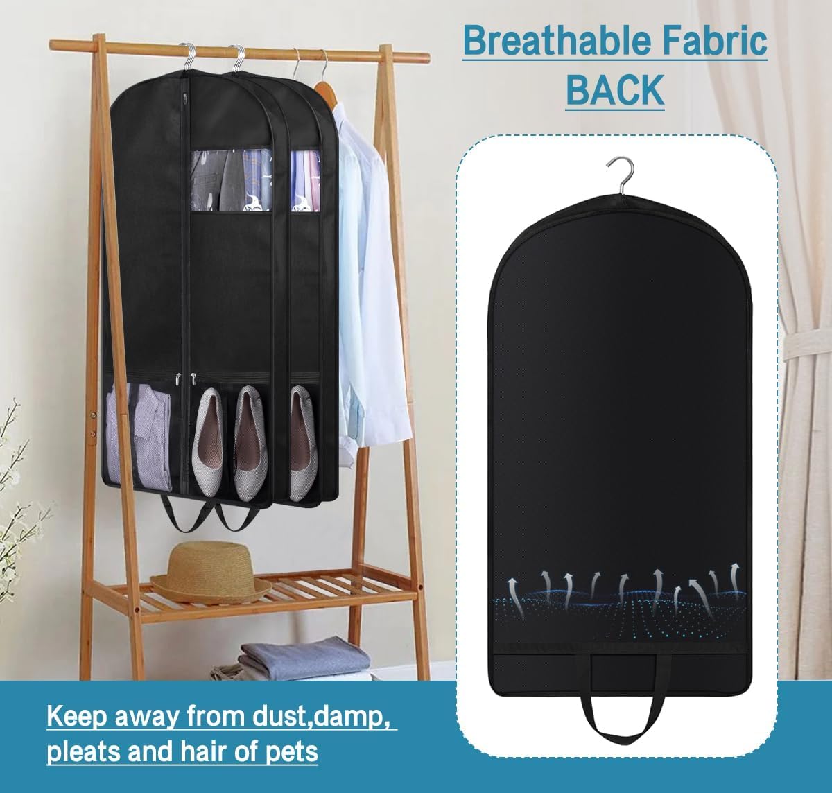KIMBORA suit bag with sturdy carry handle enables easy lifting during travel.