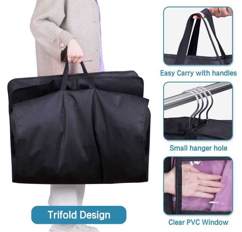KIMBORA dress bag clear PVC window for quick access to clothing