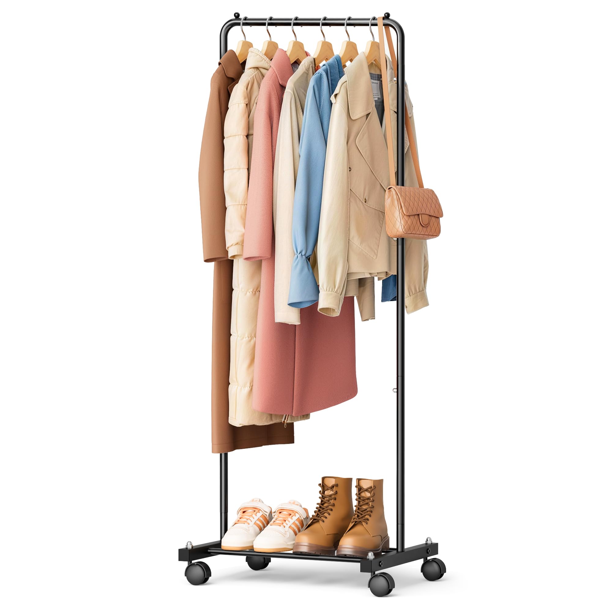 KIMBORA small-clothing-rack-wheels-assembly: quick setup for clutter-free spaces.