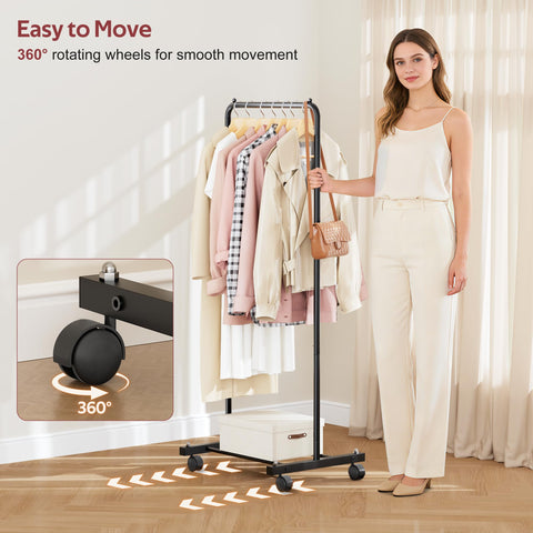 KIMBORA small-clothing-rack-wheels-stability: sturdy base supports a full load.