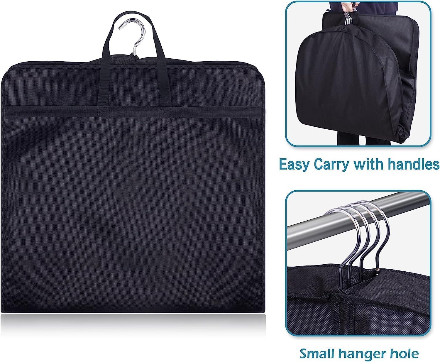 KIMBORA clear PVC window on garment bag provides quick access to outfits.