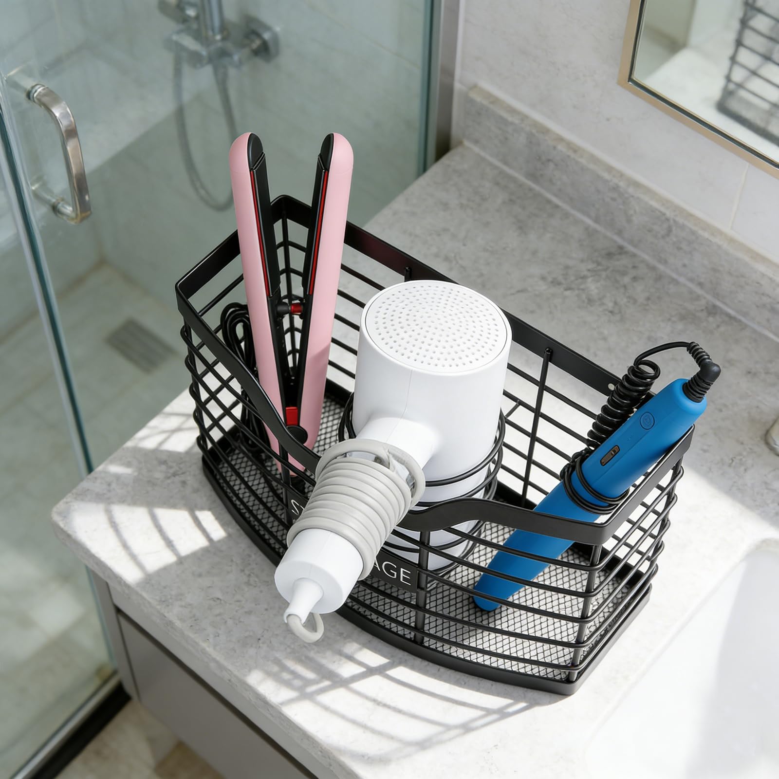 KIMERSE cabinet-door hanging organizer saves counter space.
