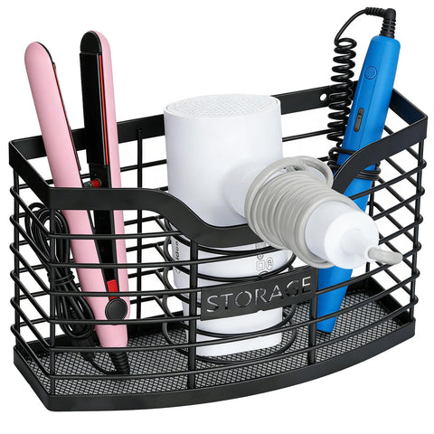 KIMERSE hair tool organizer with three compartments keeps vanity tidy.
