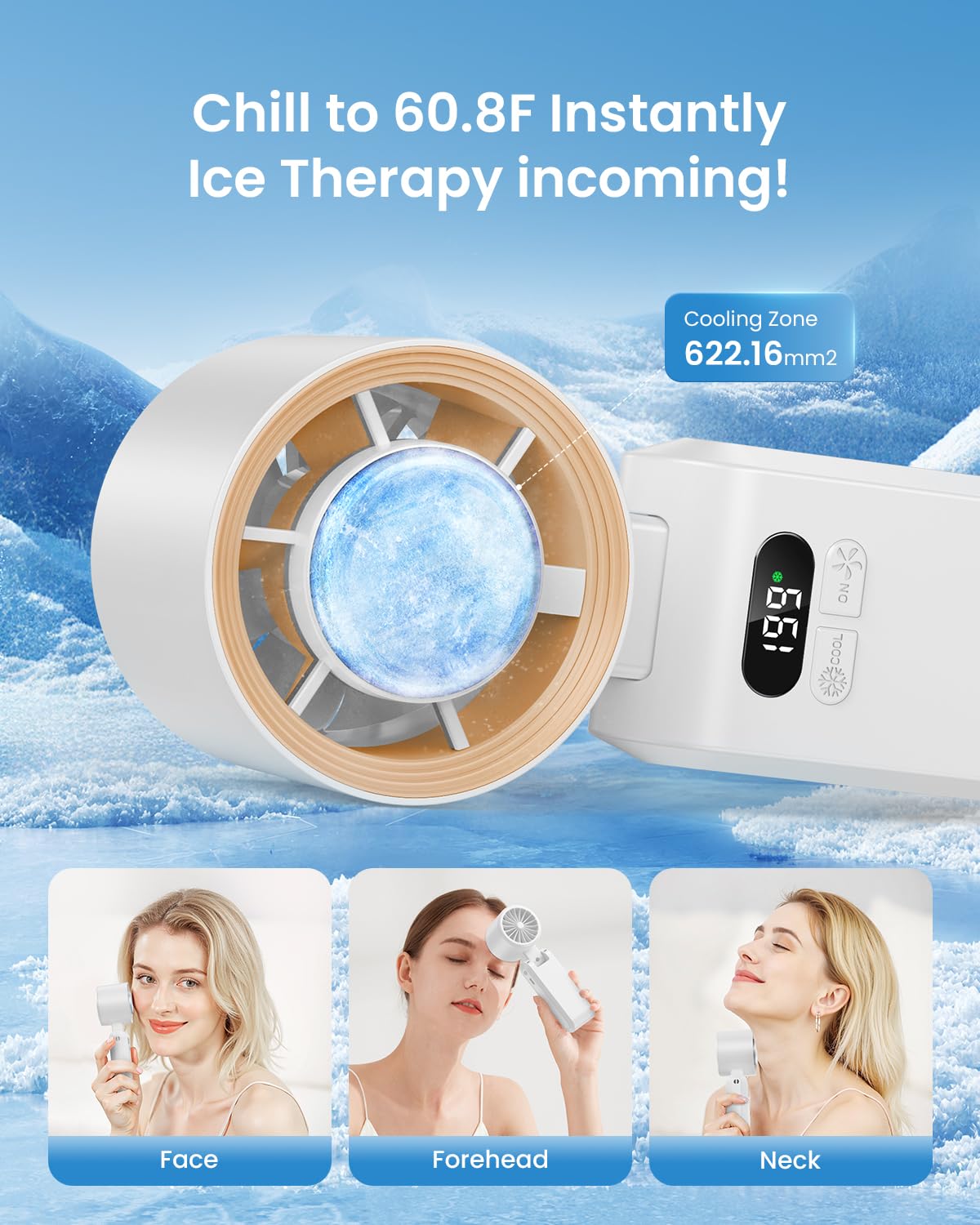 Kimguard turbo fan ice cooler compartment allows targeted cooling sessions.