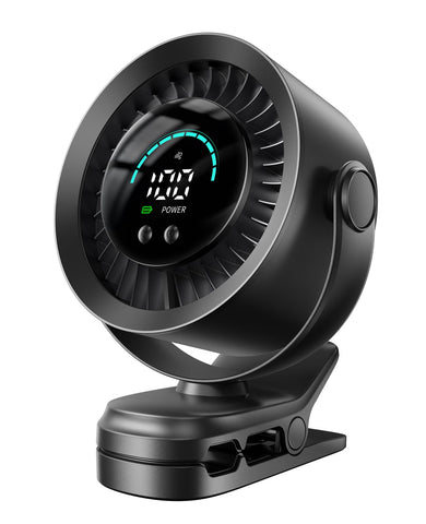 KIMMOO clip-on fan with LED display shows battery level for quick checks.