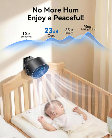KIMMOO clip-on fan operates quietly for study or nursery environments.