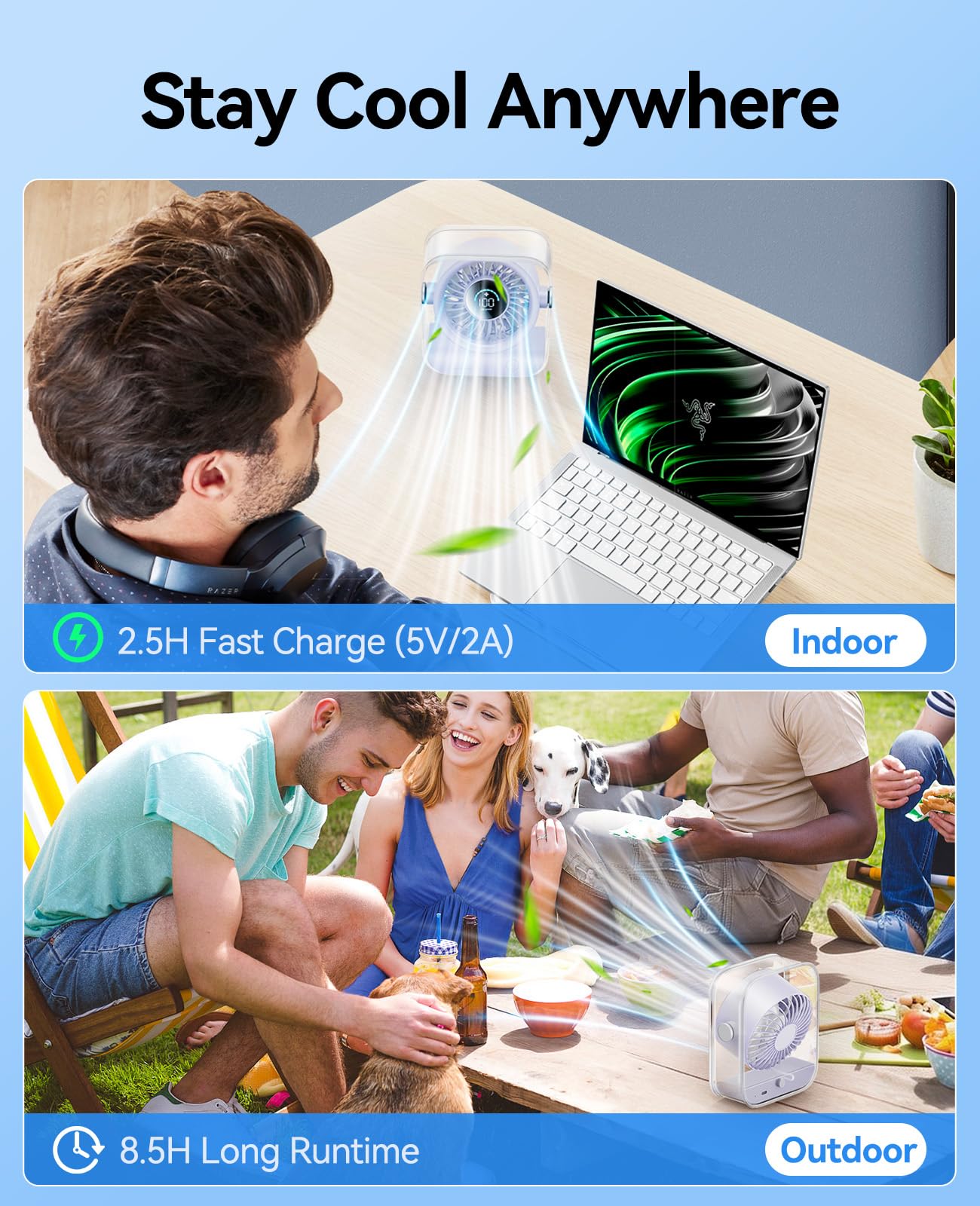 KIMMOO Desk Fan 90-degree rotating head for versatile airflow