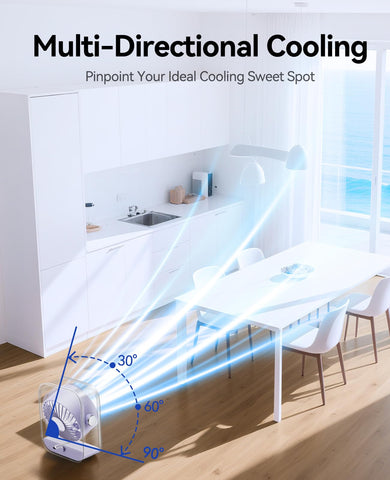 KIMMOO Desk Fan LED display shows battery and speed at a glance