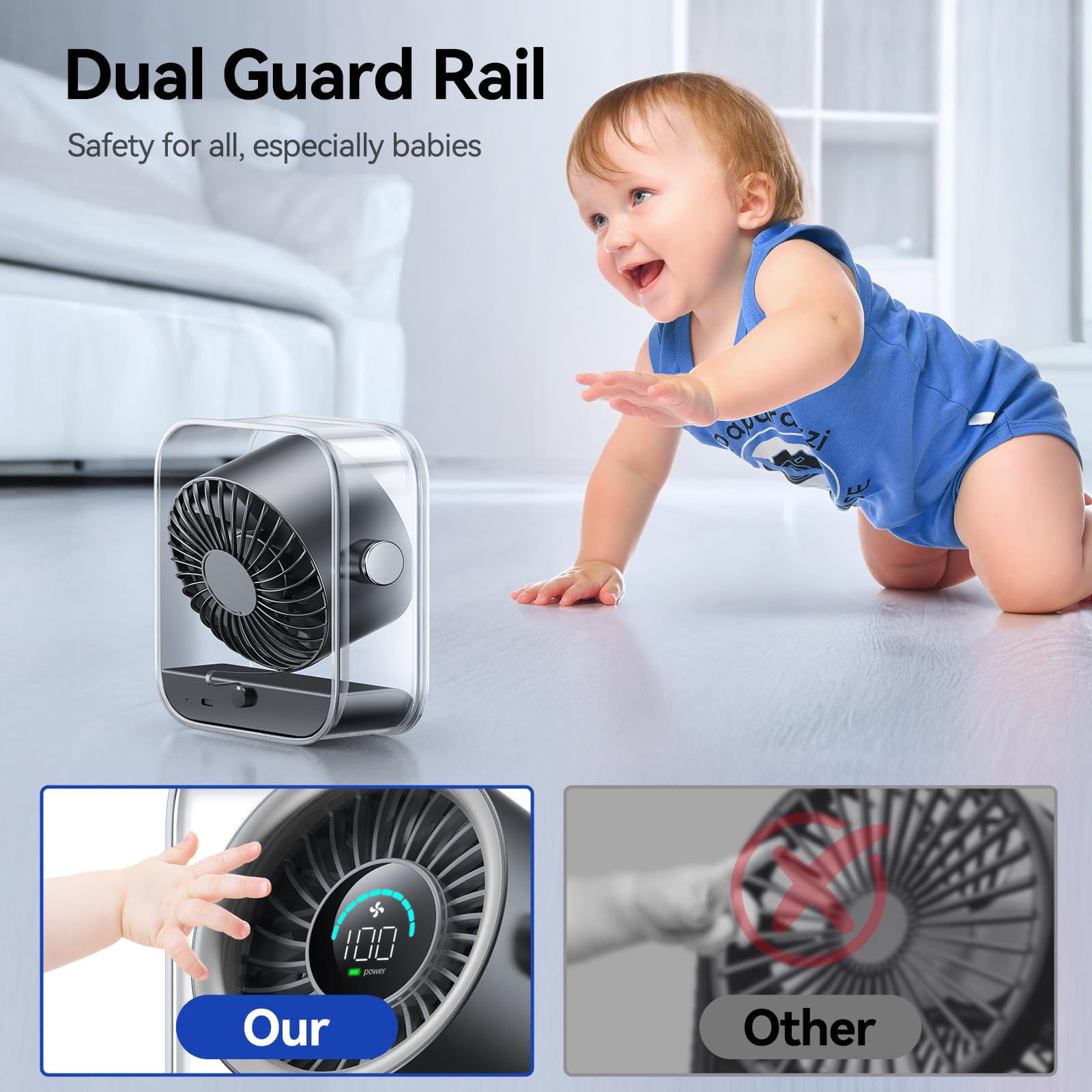 KIMMOO desk fan battery life supports all-day cooling