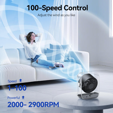 KIMMOO compact desk fan body fits small desks and trays