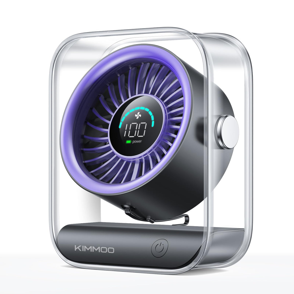 KIMMOO rechargeable desk fan delivers quiet turbo airflow for fast cooling.