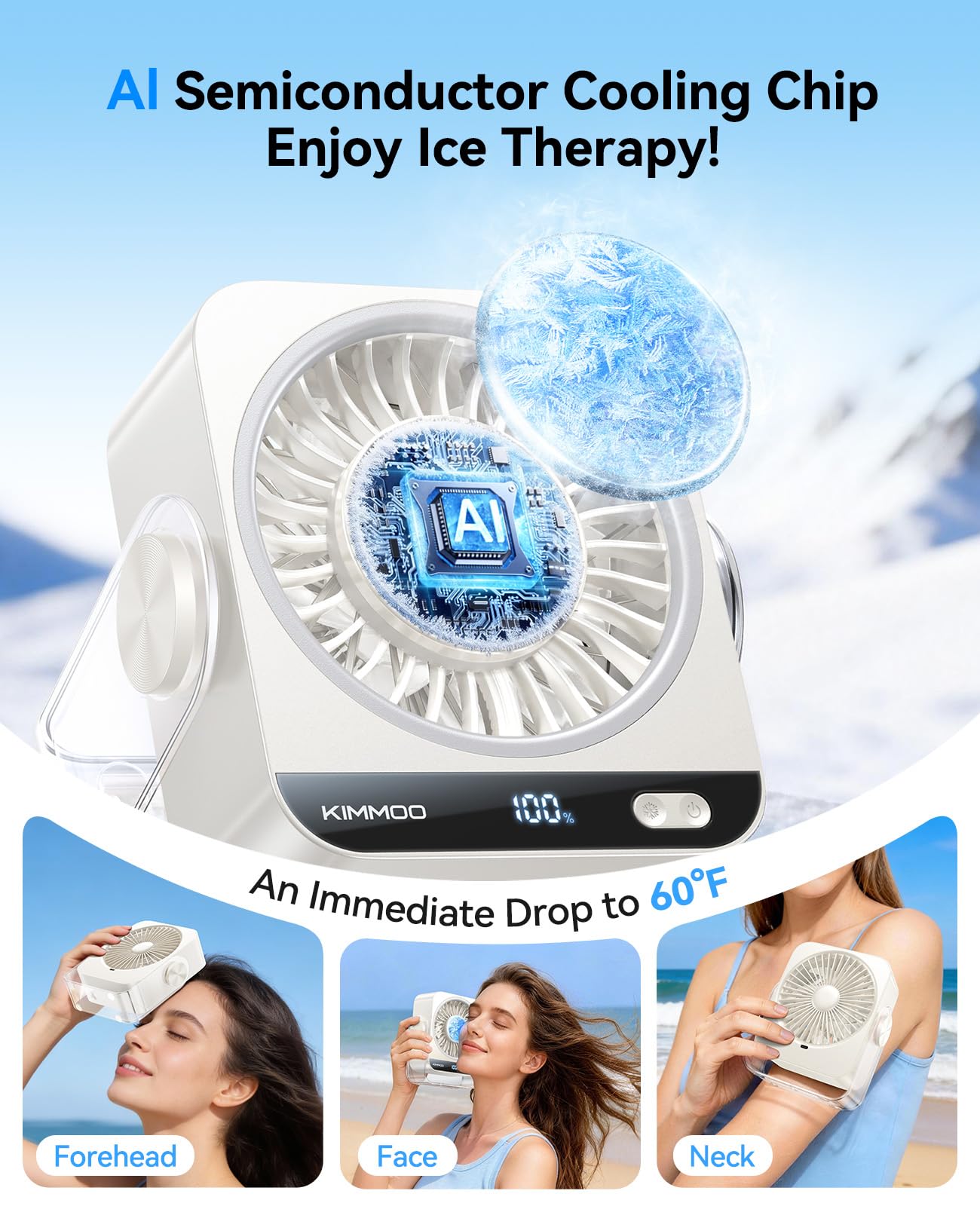 KIMMOO USB desk fan reaches 9000 RPM for rapid cooling in hot days.