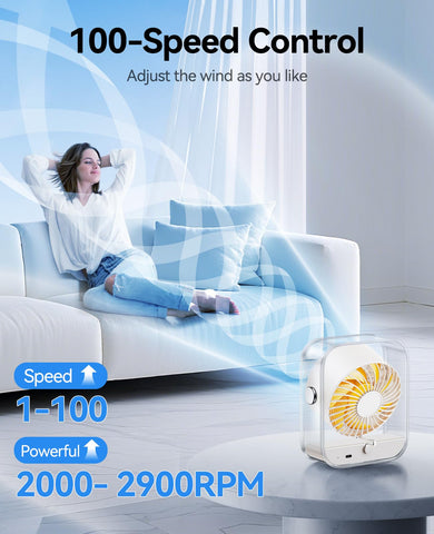 KIMMOO USB Desk Fan digital display highlights battery and speed status