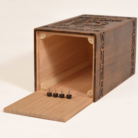 KIMNAG Deer XL urn bottom-loading design with secure panel.