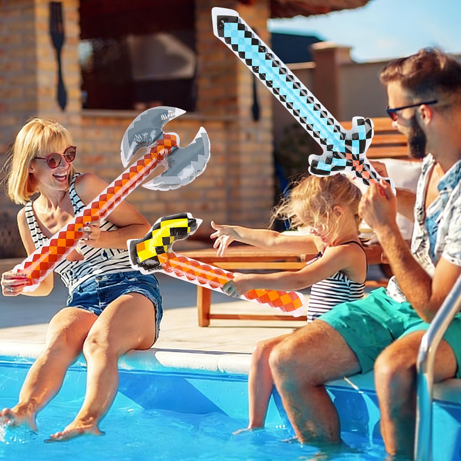 KIMOBER pixel pickaxes prop enhances Minecraft-inspired cosplay and photo sessions.