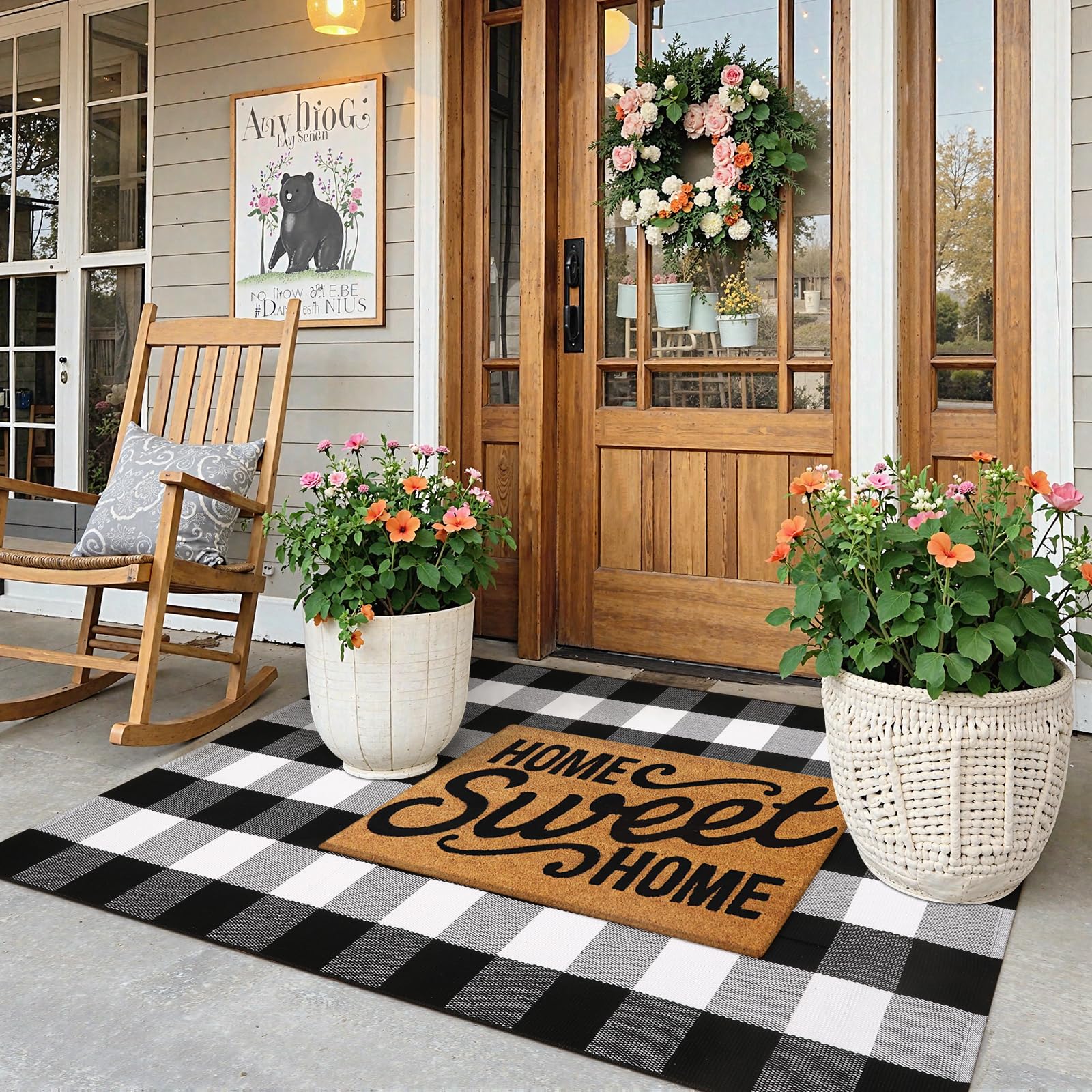 KIMODE front door mat in farmhouse cotton design adds inviting style