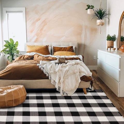 KIMODE reversible plaid rug offers two looks for seasonal styling