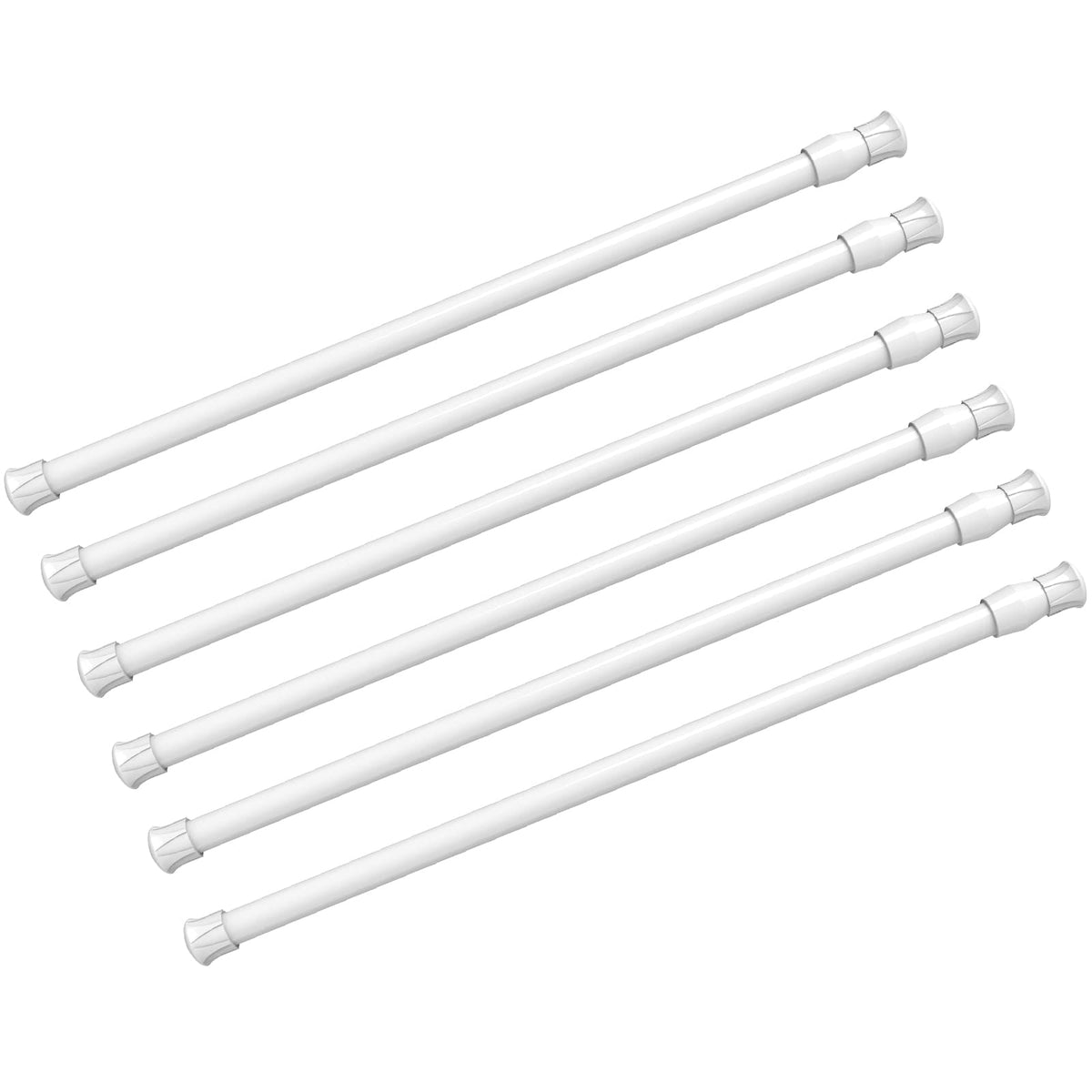 Kimwason 6-pack spring curtain rod extended between walls for lightweight curtains