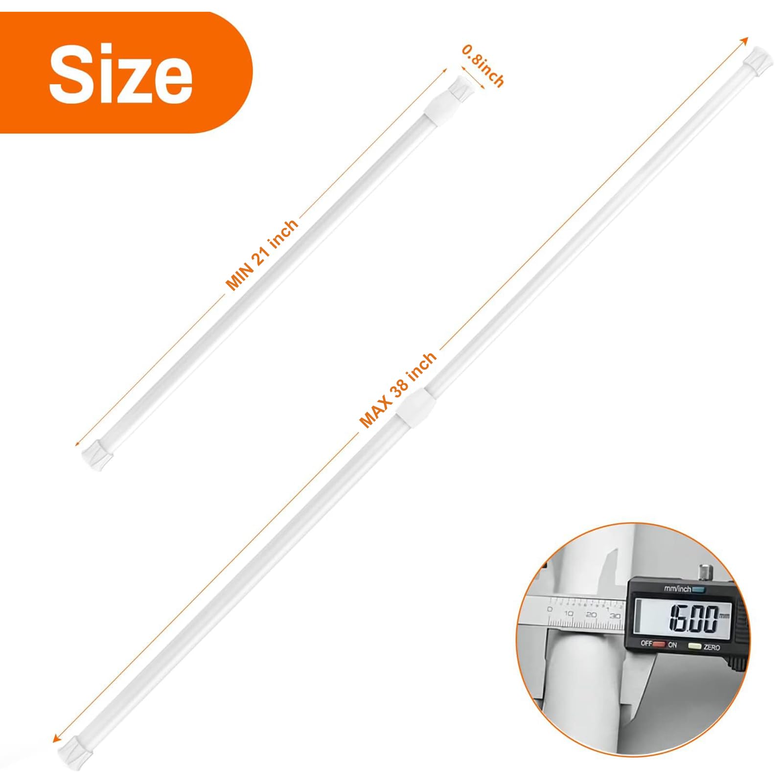 Kimwason extendable rod extended to 21-38 inches for flexible gaps.