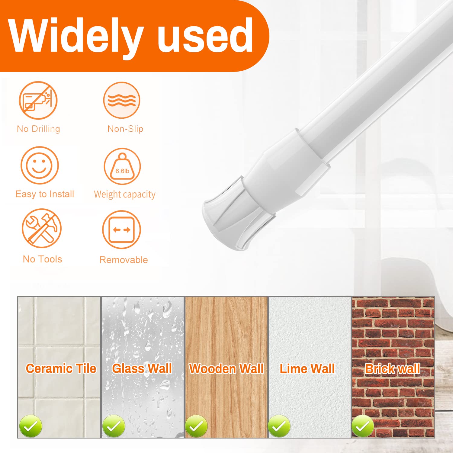 Kimwason rod used as curtain, closet, or coat hanger in a compact space