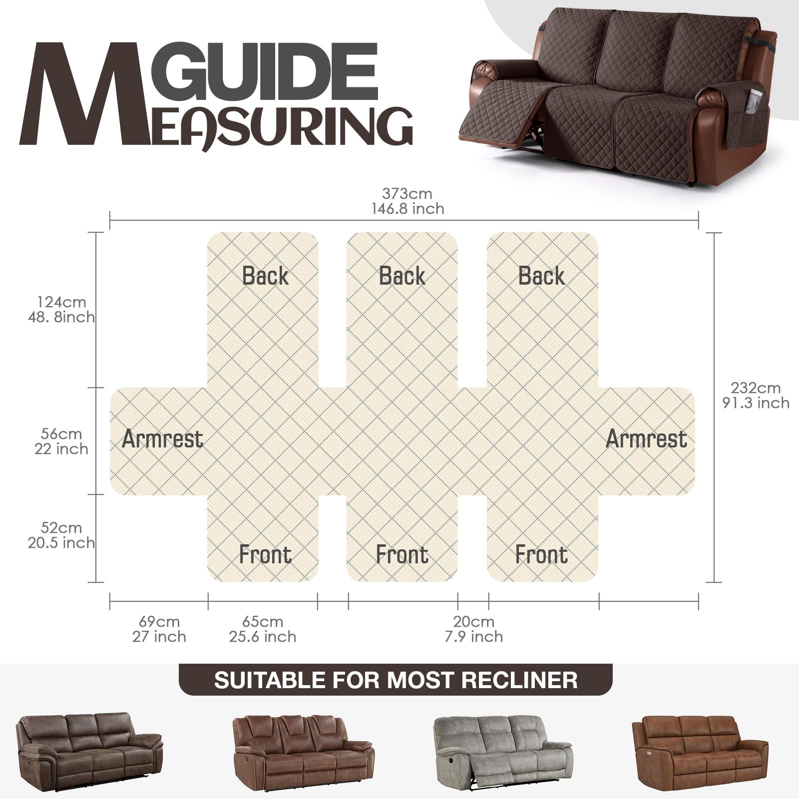 KinCam color options for the recliner cover to match decor and style.