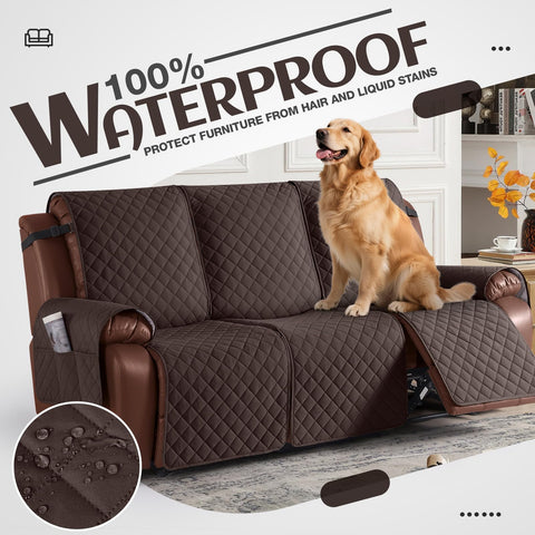 KinCam foam sticks and elastic straps secure the recliner cover for a tidy look.