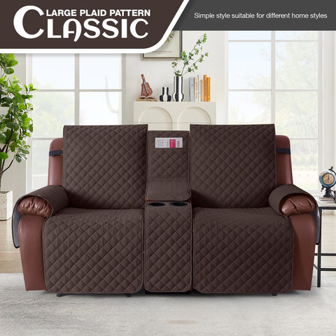 KinCam non-slip recliner sofa cover keeps the two-seat setup in place daily.