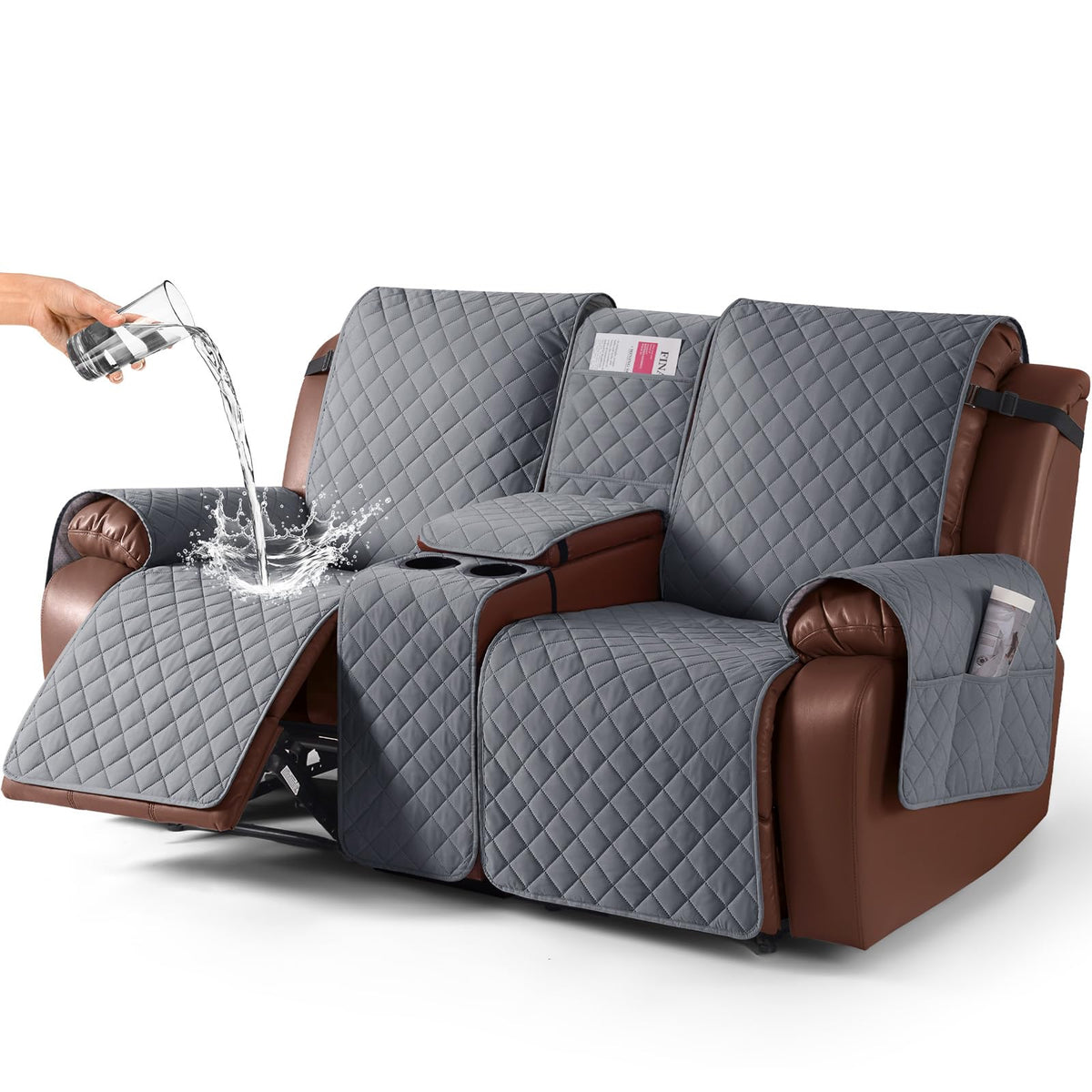 KinCam waterproof recliner cover close up fabric detail protecting against spills.