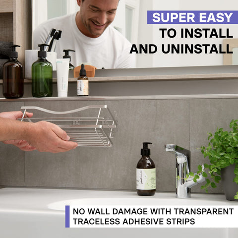 KINCMAX shower caddy demonstrates four movable hooks for towels, razors, or sponges.