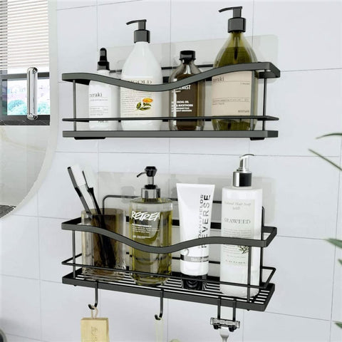 KinCMAX premium shower caddy mounted on wall for organized bathroom storage.
