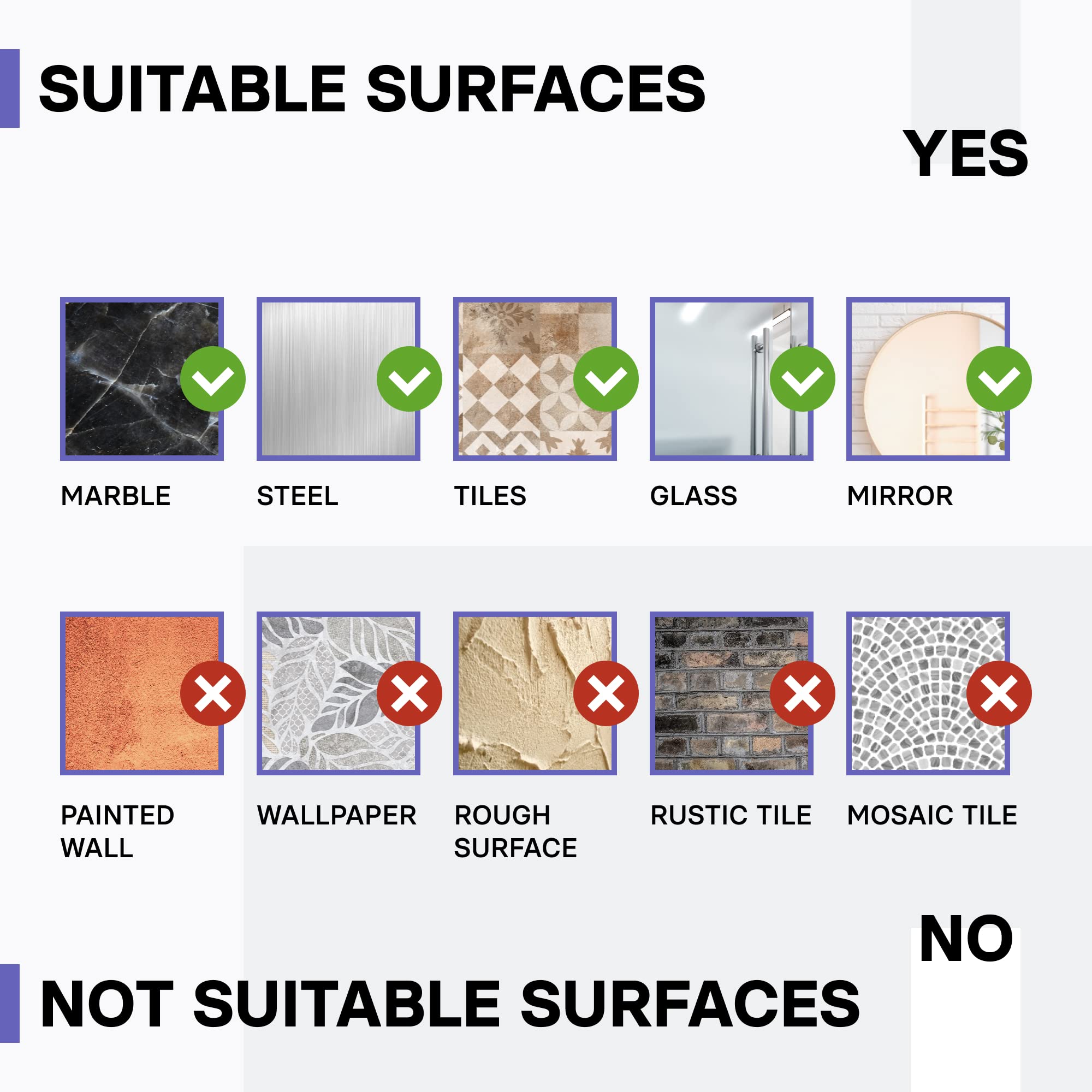 KINCMAX four-hook system offers flexible storage for brushes and towels.