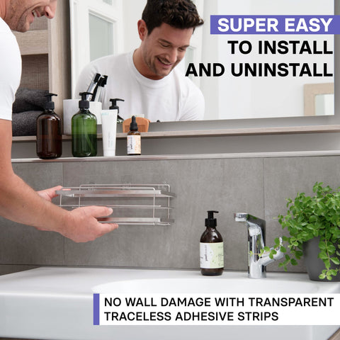 KINCMAX shower shelves with four hooks for versatile hanging options.