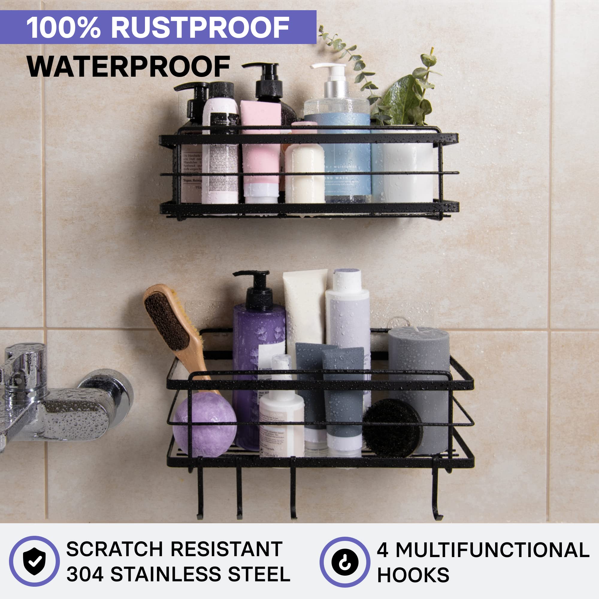 KINCMAX stainless steel shelves remain rustproof, maintaining a sleek look in your shower.