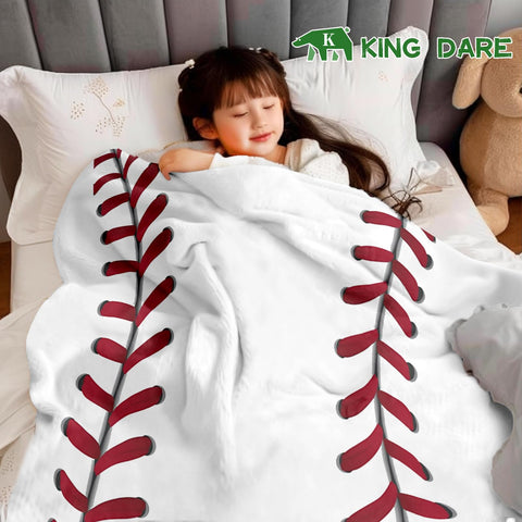 King DARE baseball blanket child snuggling for nap time warmth.