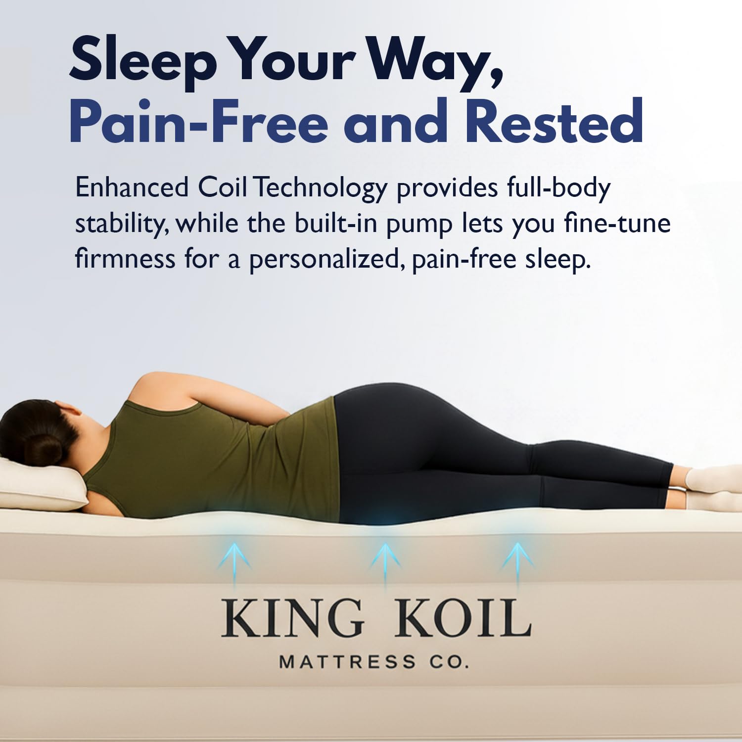 Adjustable firmness on King Koil airbed via pump system