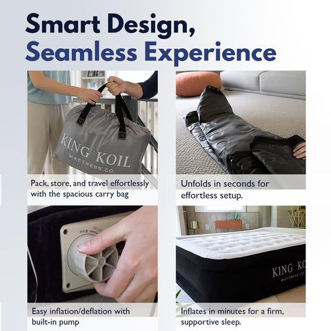 King Koil ideal for guests and travel due to portability.