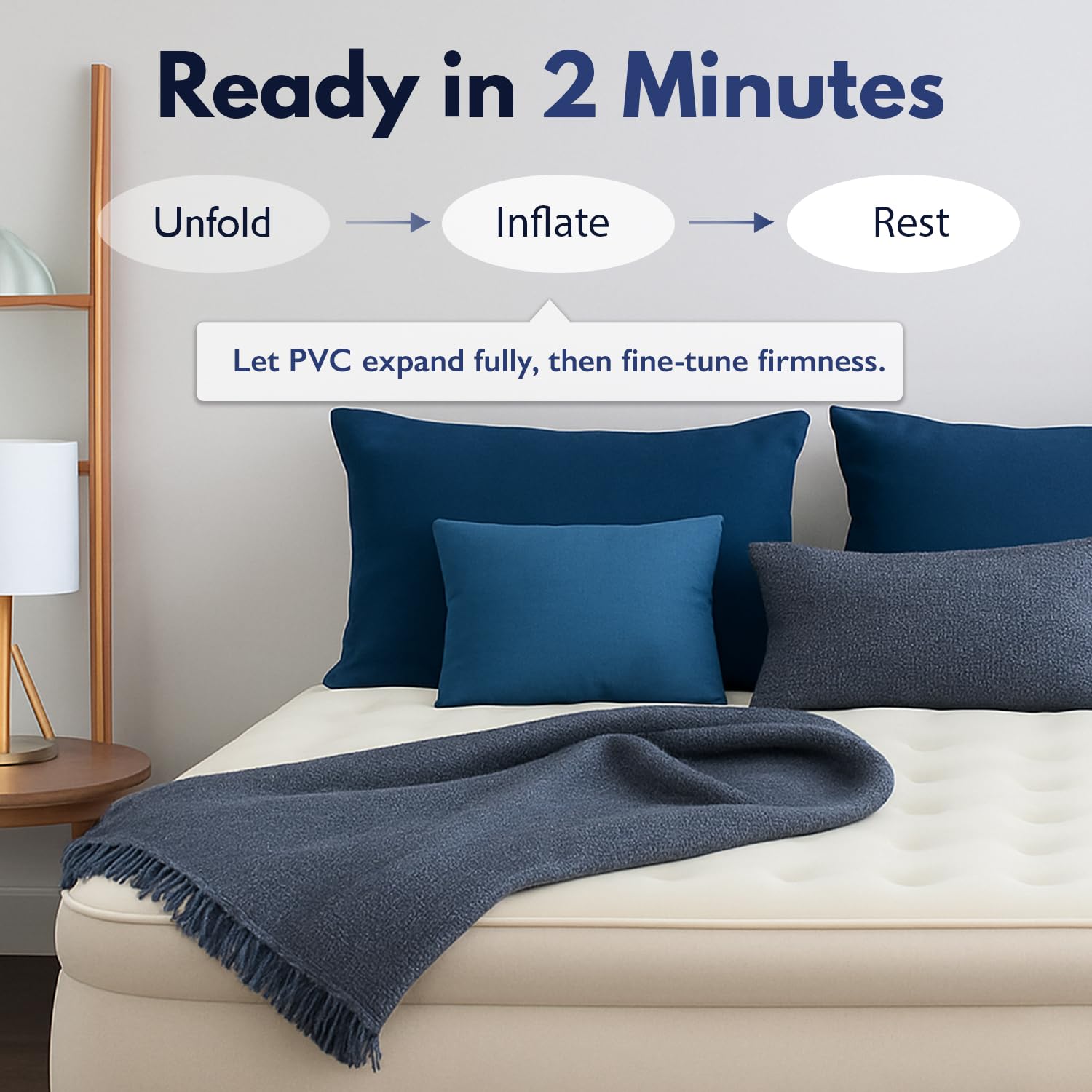 King Koil queen air mattress made with waterproof materials for easy cleanup.