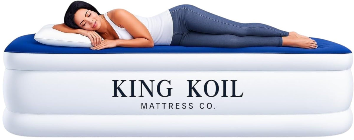 King Koil luxury twin with built-in pillow top for restful neck support at home.