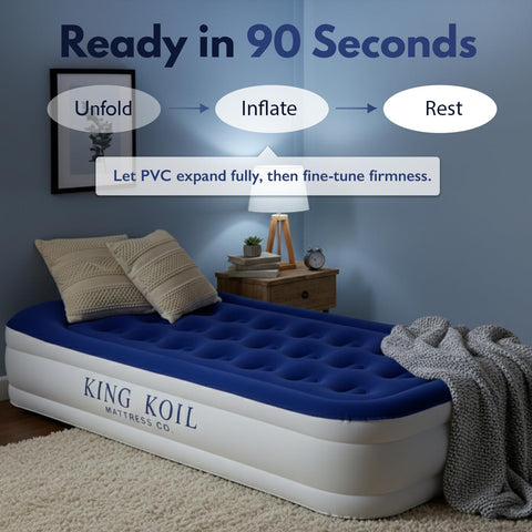 King Koil luxury twin portable design saves space for home and travel.