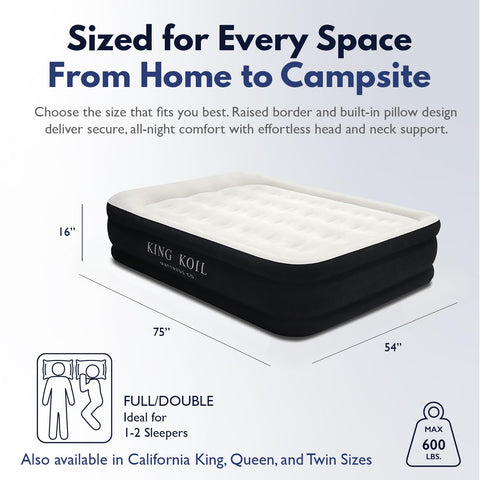 King Koil Pillow Top Plush with flocked top for luxurious guest comfort.