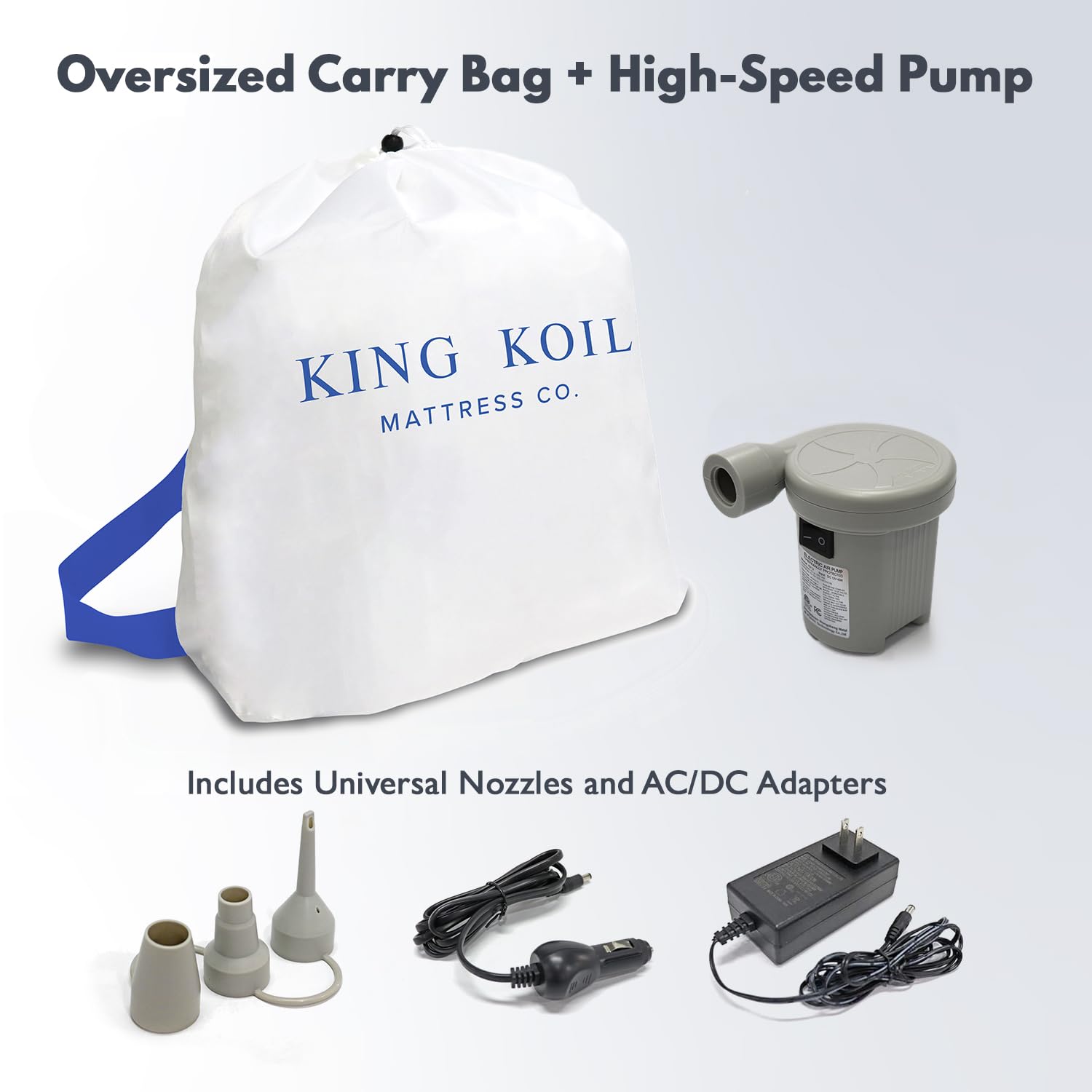 King Koil toddler airbed on a camping site for outdoor sleep.