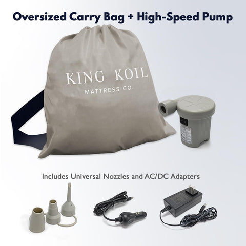 King Koil travel bed with compact travel bag simplifies packing for families