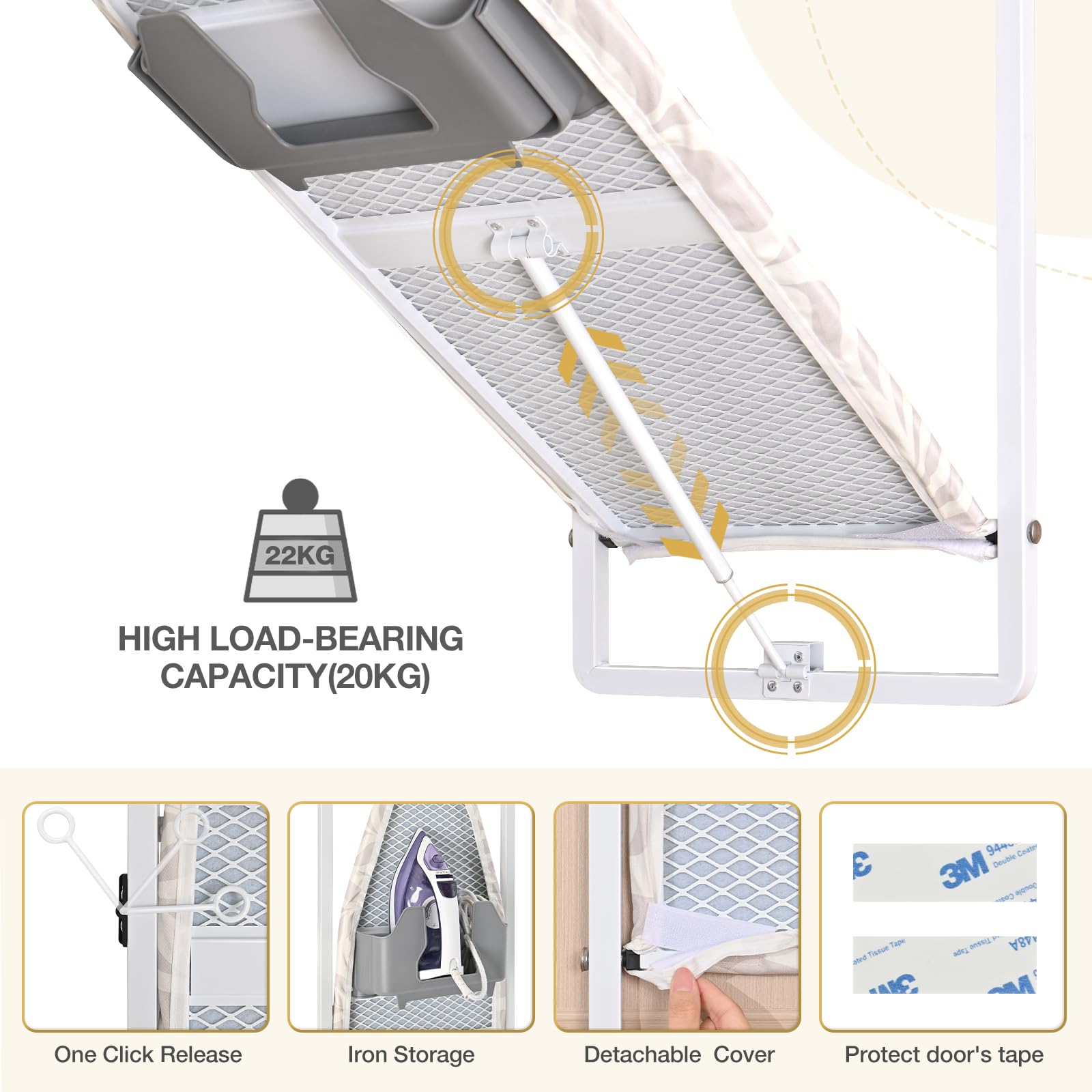 Kingboard compact fold-down design ideal for tight spaces without losing ironing area.